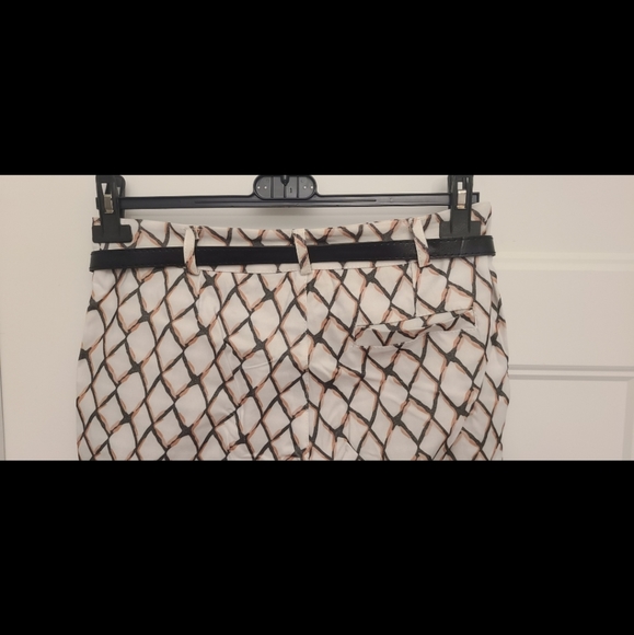 2 for 1💙 ELISSIA Women Pants White cream Brownish diamond with Black belt - Picture 3 of 10